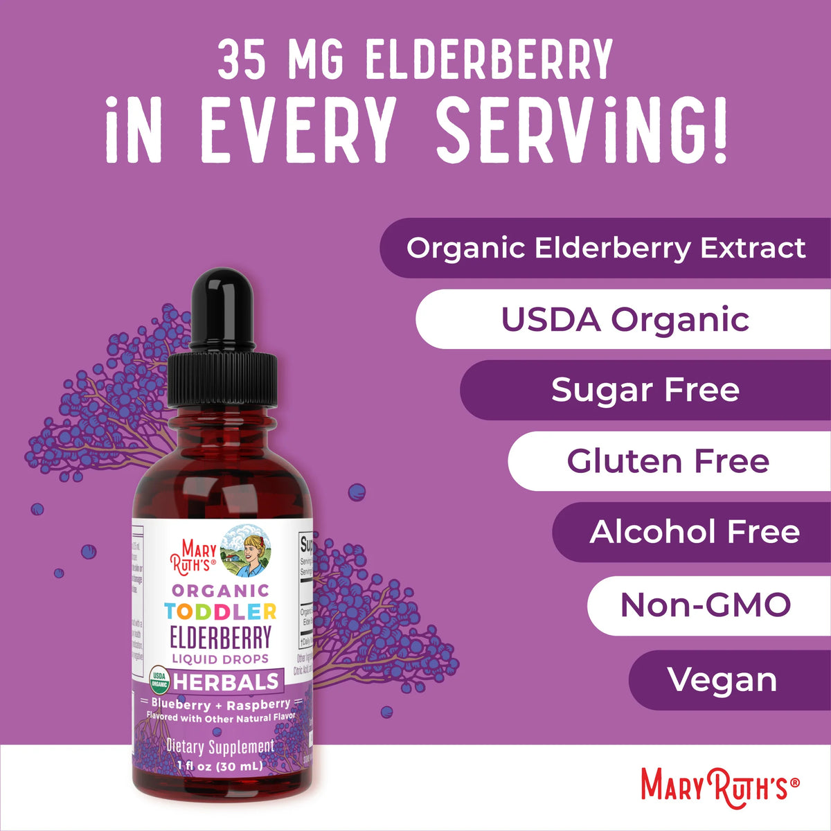 Organic Toddler Elderberry Liquid Drops