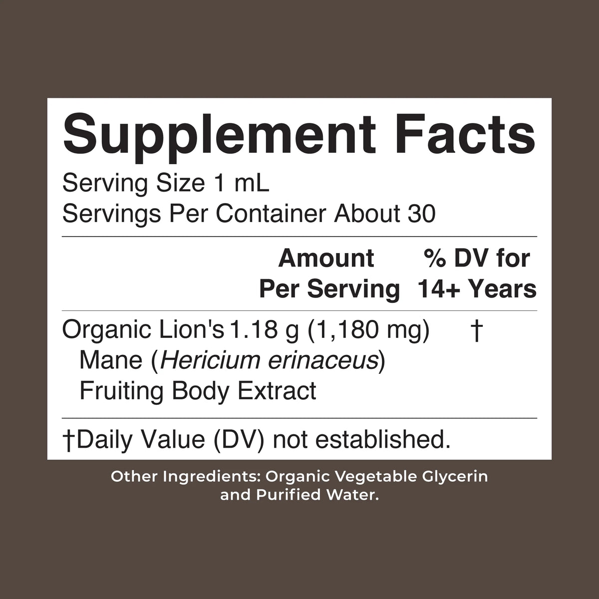 Organic Lion’s Mane Liquid Drops