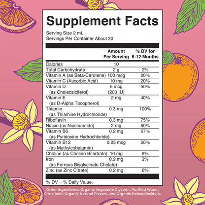 Organic Infant Multivitamin with Iron Liquid Drops