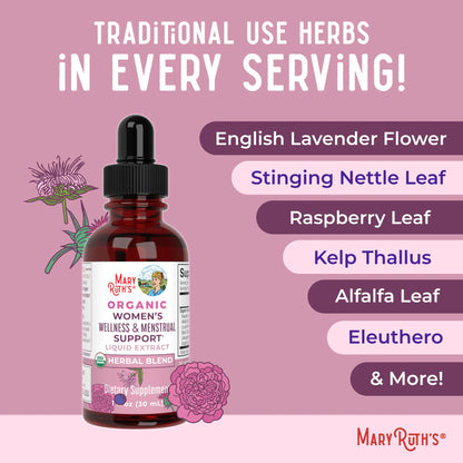 Organic Women's Wellness & Menstrual Support Liquid Drops