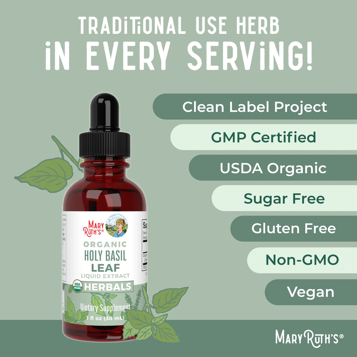 Organic Holy Basil Leaf Liquid Drops