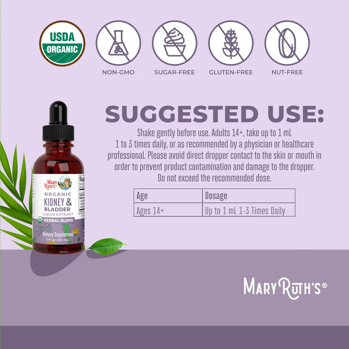 Organic Kidney & Bladder Herbal Blend Liquid Drops