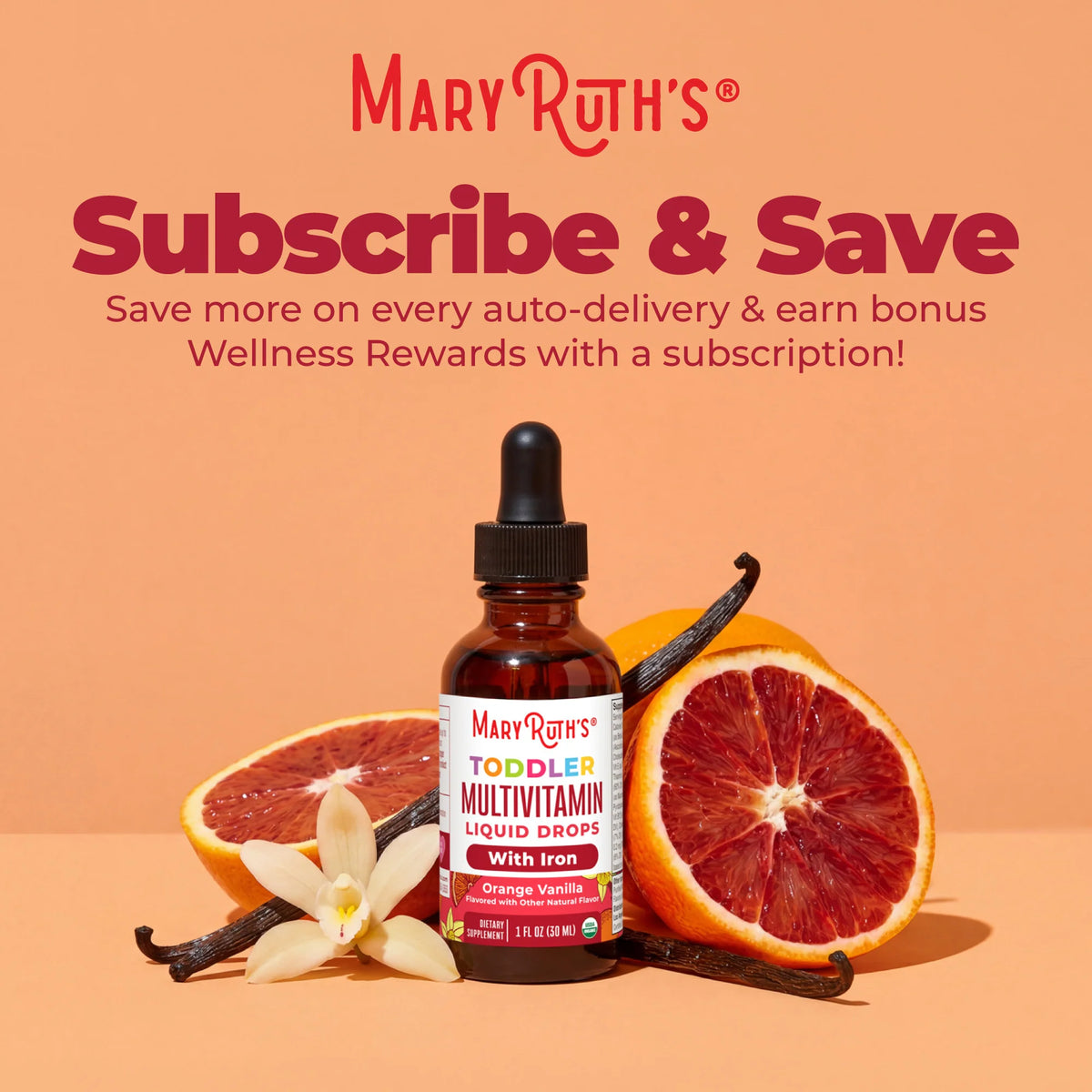 Organic Toddler Multivitamin Liquid Drops With Iron