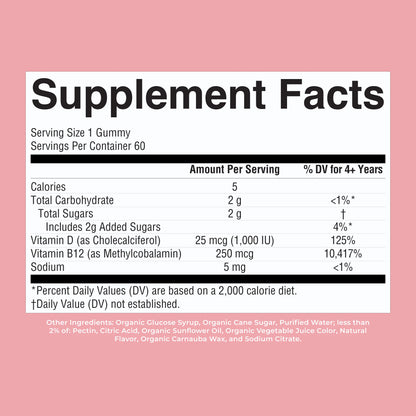 Organic D3+B12 Gummies