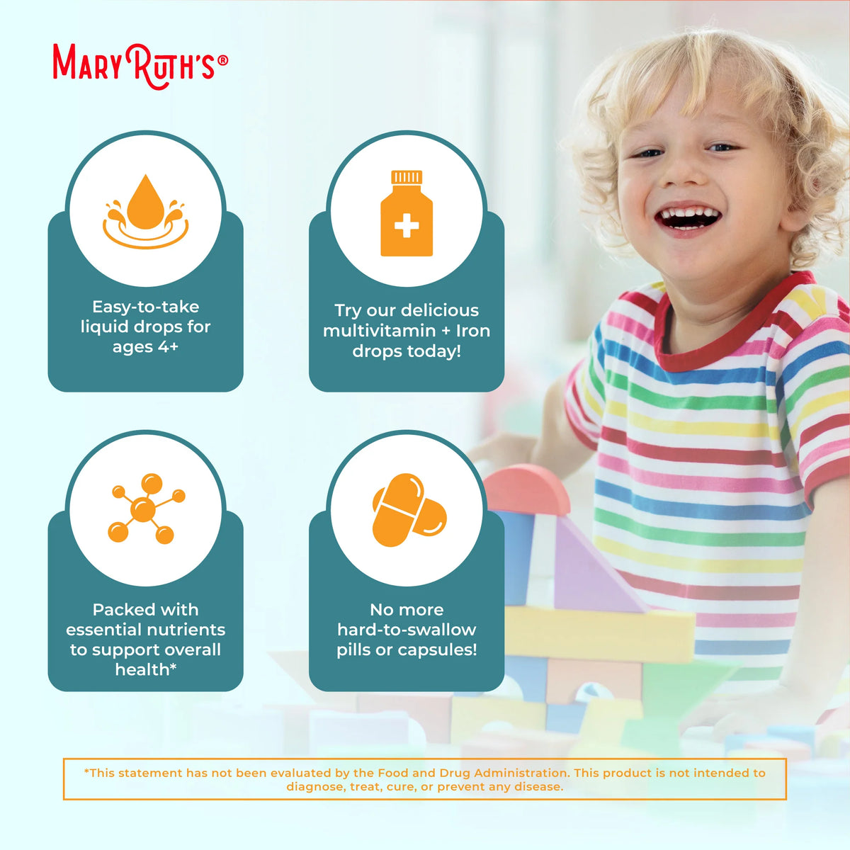 Organic Toddler Multivitamin Liquid Drops With Iron