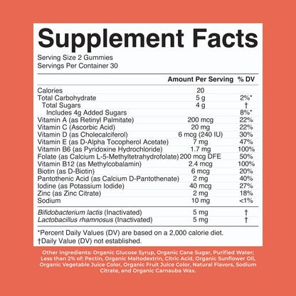 Organic Kids Multivitamin + Postbiotics Gummies